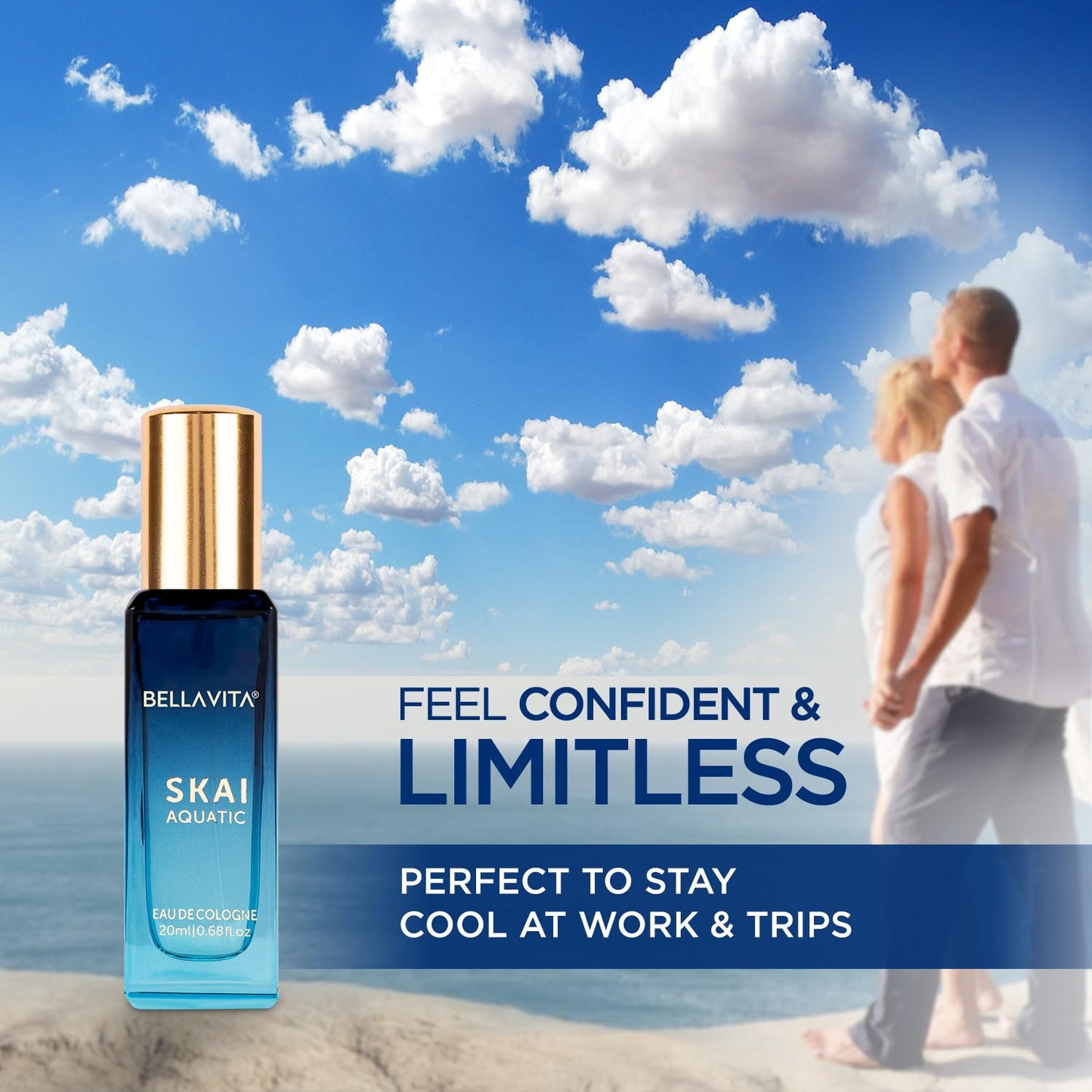 Bella Vita Luxury Skai Aquatic | Long Lasting Unisex EDC 20ml | with Bergamot, Lavender & Patchouli | Woody Premium Fragrance Perfume for Men & Women