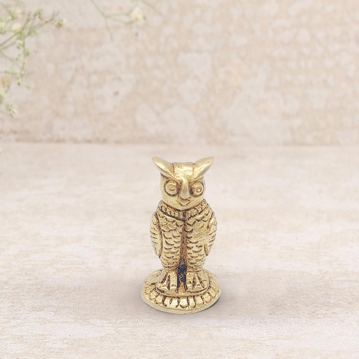 Brass Animal Owl Sculpture Statue Handcrafted Decorative Showpiece Idol for Home, Office Dcor (Height : 4.5cm Length | Weight : 57gm Approxe)