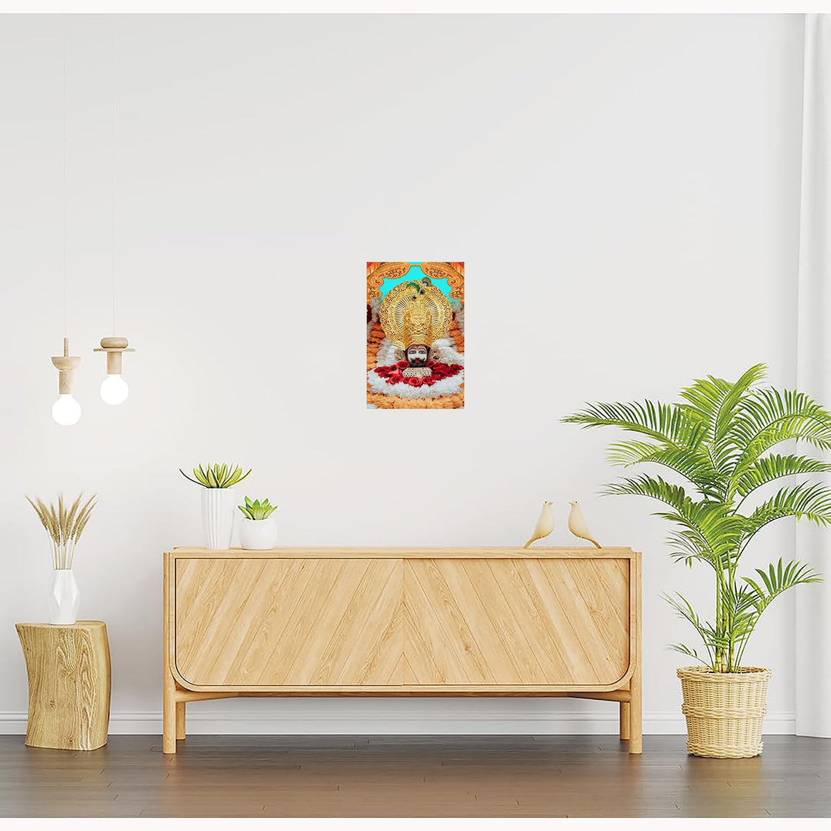Khatu Shyam Paintings for Living room, Khatu Shyam Poster Big Size with Sparkle Coated Lamination - 20452 (Self Adhesive) 18x24 Inch