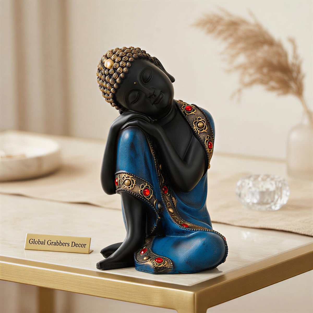 Buddha Idol Statue | Show Pieces for Home Decor Living Room (Blue Black)