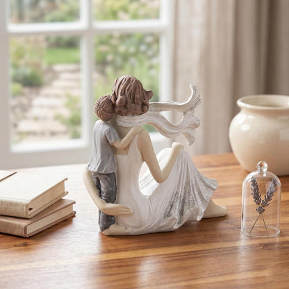 Mother and Baby Son Statue Showpiece, Handmade Mother and Child Sculpture for Home Decor, Birthday Gift, Table Top, Mother's Day, All Occasion (5.5x2.8x5.4 Inches)