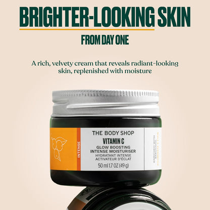 The Body Shop Vitamin C Glow Boosting Intense Moisturiser 50ML | Visibly Brightens | Evens Skin Tone | 48 Hr Hydration