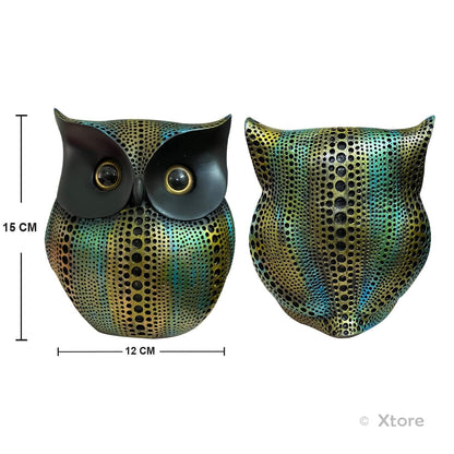 Modern Classy Happy Owl Resin Art Figure Showpiece (Multicolor), 13L X 6.5W X 14H CM