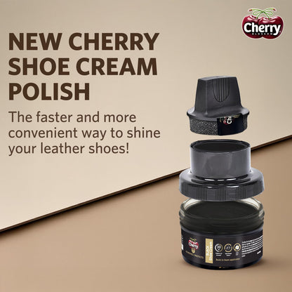 Cherry Blossom Shoe Cream with Built-in Applicator | Premium Leather Care | Rejuvenates Faded Color | Polishes In 30 Secs | 10X More Shine| Mess Free (Black, 48 gm)