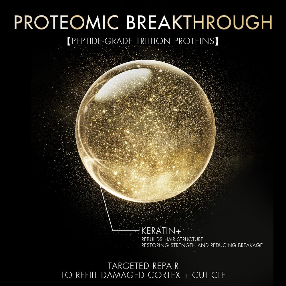 Advertisement for 'Proteomic Breakthrough' with a gold sphere and text on a dark background