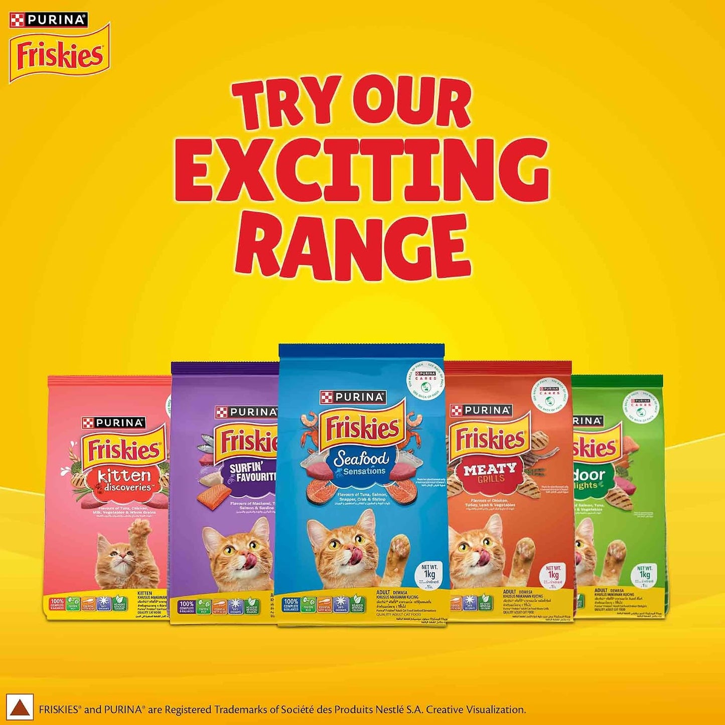Purina Friskies Kitten Discoveries, Dry Food for Kitten, 1kg Pack | With Tuna, Chicken, Milk, Vegetables & Whole Grain Flavours, 100% Complete & Balanced Kitten Nutrition, DHA, Calcium, Protein