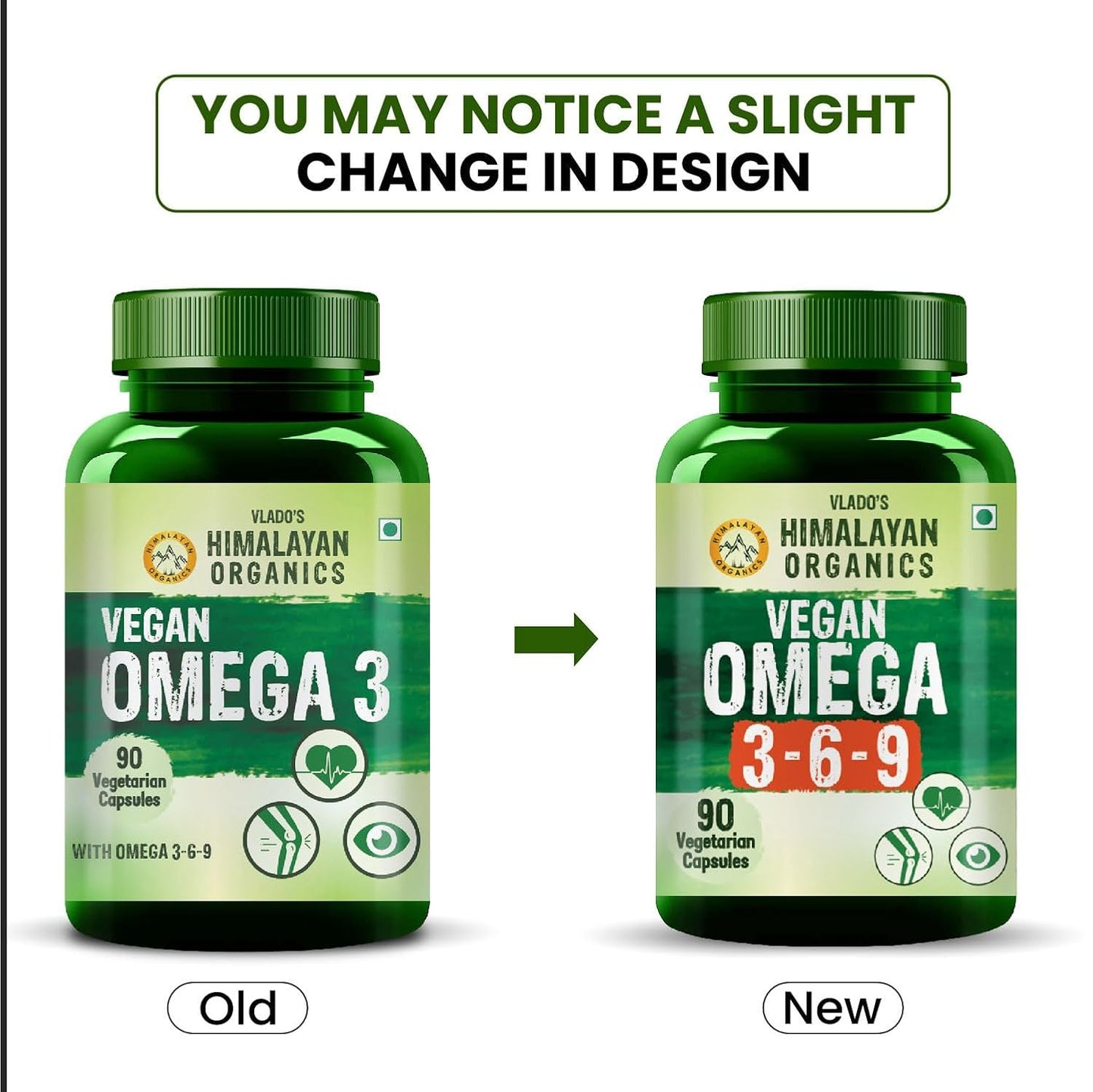 Vlado's Himalayan Organics Omega 3 6 9-2000mg/Serving I Vegetarian Omega 3 I Source from Flax Seed I Support Muscle,Bone,Heart & Skin - No Fish Burps Oil Used Capsules for Men & Women- 90 Capsules