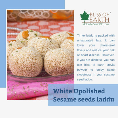 Bliss of Earth Organic Unpolished Sesame Seeds 200gm White For Eating, Raw Til Seeds