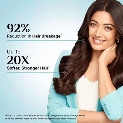 Pilgrim Korean Rice Water & Collagen Advanced Damage Repair Shampoo - 200ml | with 17 Amino Acids, Wheat Protein & 5 Ceramides | Paraben-Free | For Dry & Damaged Hair | For Women and Men