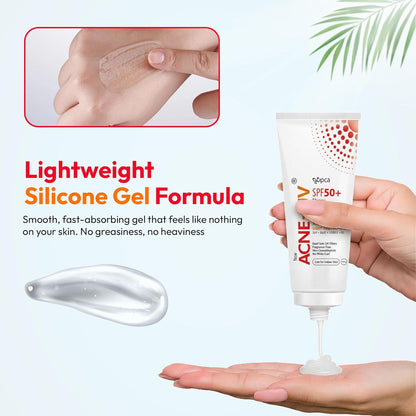 Ipca New Acne-UV Sunscreen SPF50 PA++++ | 100g Acne-UV Gel Sunscreen | Non Comedogenic | Silicone Gel | Oil-Free | UVA/UVB Protection | Water Resistant | No White Cast | Suitable for All Skin Types