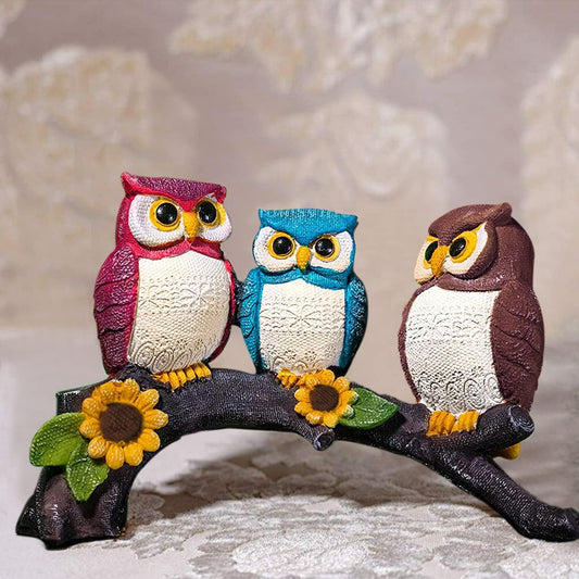 THE SACRED GIFTS Owl showpieces for Home Decor | Home Decor Item | owl Family showpiece | Tabletop decoartion | Living Room Decor | owl Statue for Good Luck