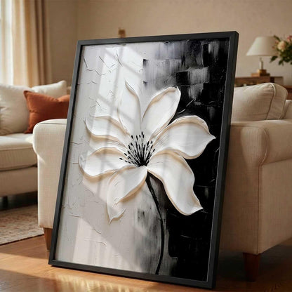 Modern Art Wall Painting Black&White flower Home Decoration With Frame For Living Room Bed Room Hotel Wall Decor Digital Reprint Engineered Wood (13X17 INCH)