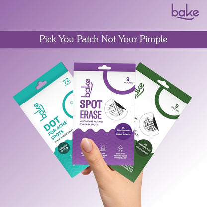 BAKE Micropoint Hydrocolloid Patches for Dark Spots with 2% Niacinamide, Salicylic Acid & Alpha Arbutin | For Acne Marks, Pigmentation, Dark Spots | 176 Melt-Tech Microneedles | Post Acne Breakouts & Dark Spots - 9 Patches