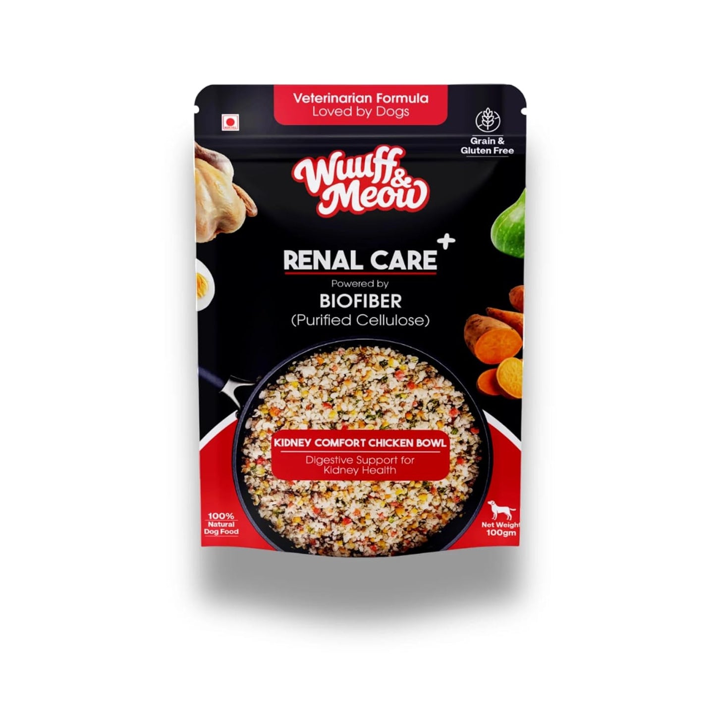 Wuuff&Meow Dog Renal Care Gently Cooked Functional Dog Food | Kidney Supported & Vet-Formulated Therapeutic Renal Diet for Dogs Powered by Arbocel® Plant-Based Functional BioFiber (100 g (Pack of 1))