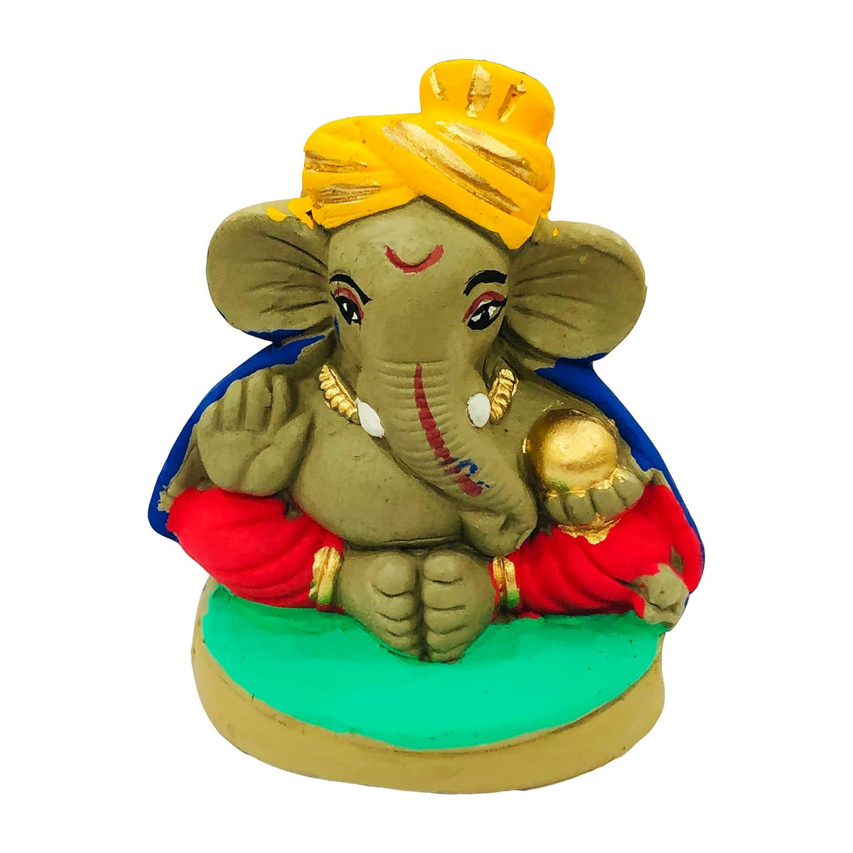 SHOPMEFAST Clay Ganesh Idol, 4 Inches Height, Water Soluble Ganpati Murti for Ganpati Visarjan (Small) (Multicolor)