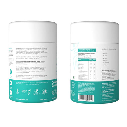 Be Bodywise Calcium Gummies | With Vitamin D3, B12 & Chicory Root Fibre | 500mg Calcium/Gummy| Supports Bone Strength, Joint & Muscle Health | Gut-Friendly Formula | No Added Sugar | 30 Gummies