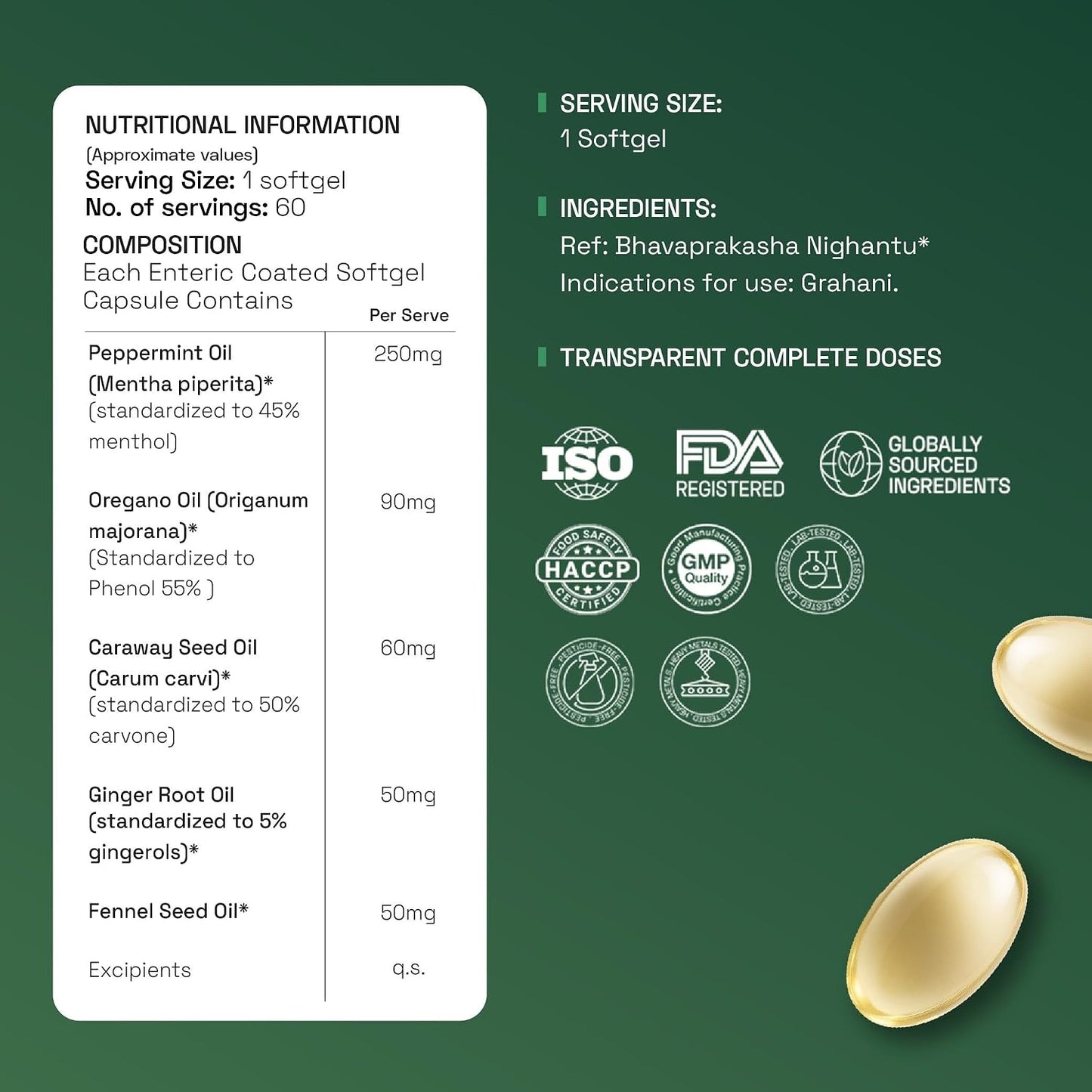 Ace Blend IBS Gastro Pro | 60 Softgels | Ayurvedic IBS with 5 Gut-Healing Oils | Relieves Bloating, Gas & Candida | Targets Fungal Overgrowth for Gut Relief