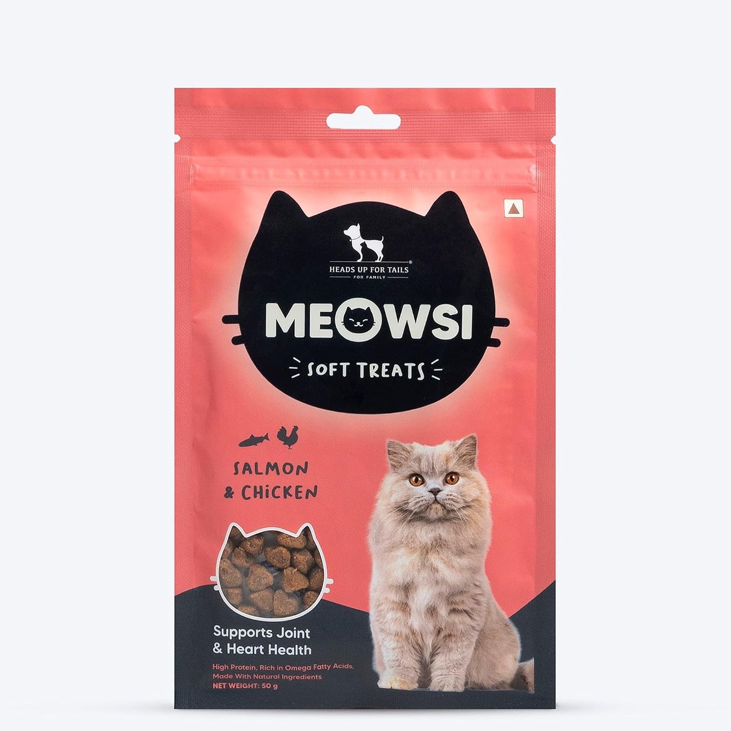 Meowsi by HUFT Soft Cat Treats – Salmon & Chicken – 50 gm | Tasty & Juicy Treats for Kittens & Adult Cats | Rich in Protein | for Persian Cats & All Breeds | Grain-Free Bites