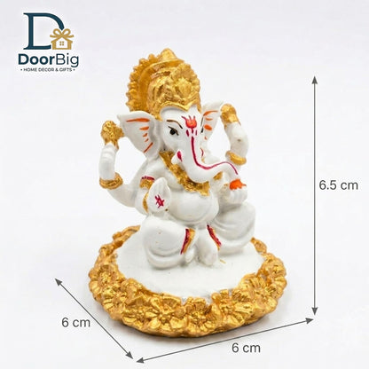 Gold Art India Ganesha Idol,Ganesh Statue for Home Decor,Ganesha murti for Office Desk, & Ganpati Idol for Car Dashboard,Unique Wedding & Birthday Gift