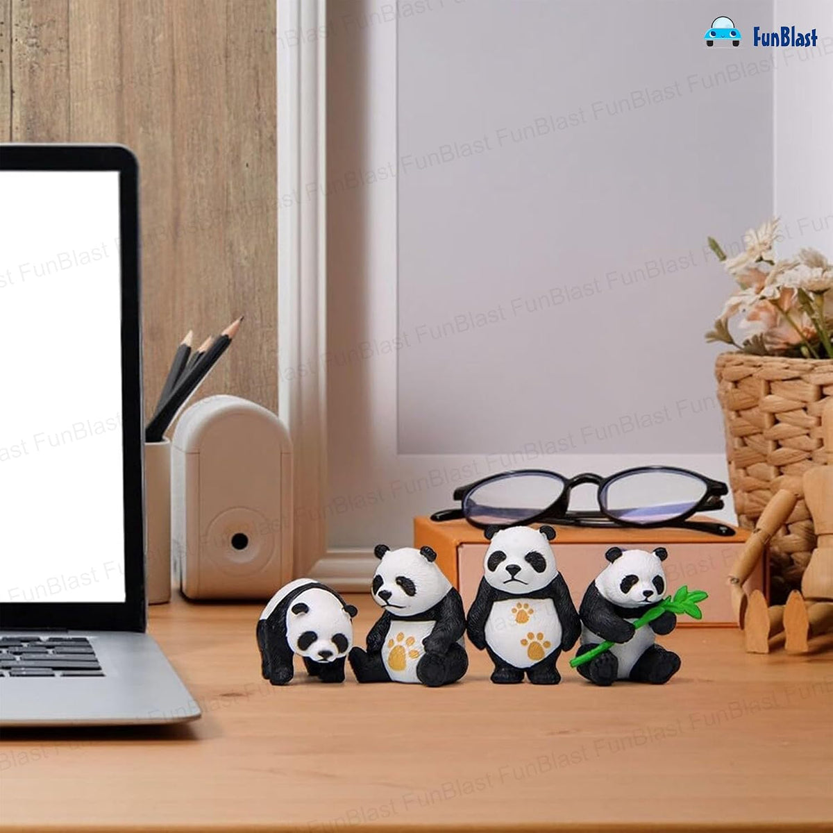Panda Miniature Figurines - Decorative Showpiece, Gift for Him/Her, Diwali Deepwali New Year Home Decor, Bedroom, Living Room, Office, Table, Car Dashboard (Style-D)