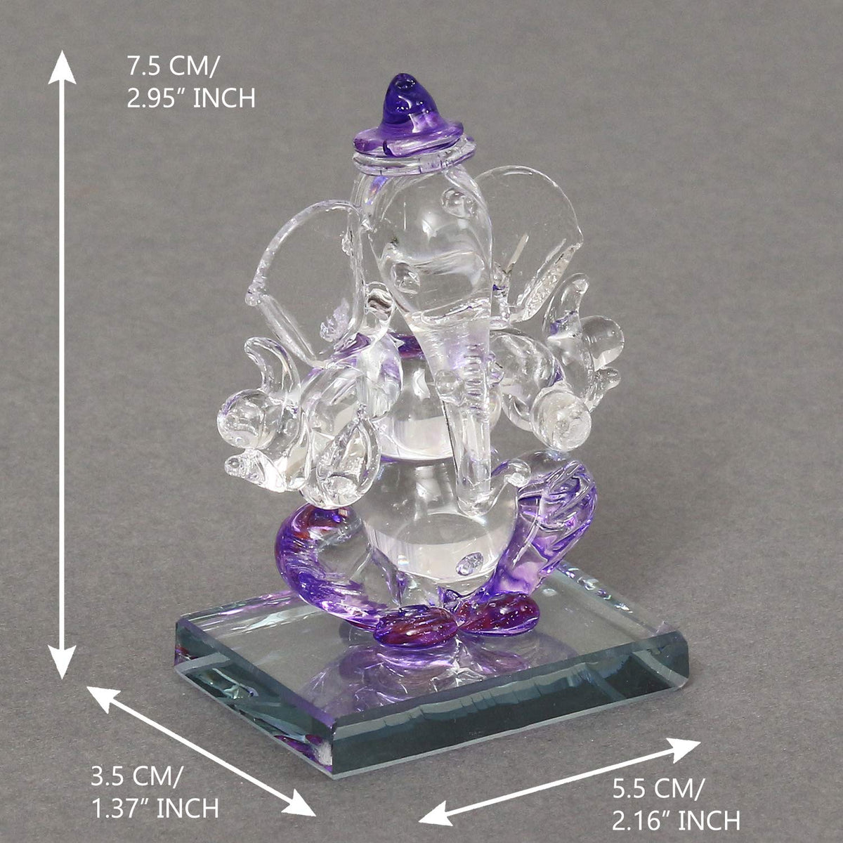 Purple and Transparent Double Sided Crystal Car Ganesha Showpiece