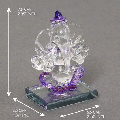 Purple and Transparent Double Sided Crystal Car Ganesha Showpiece