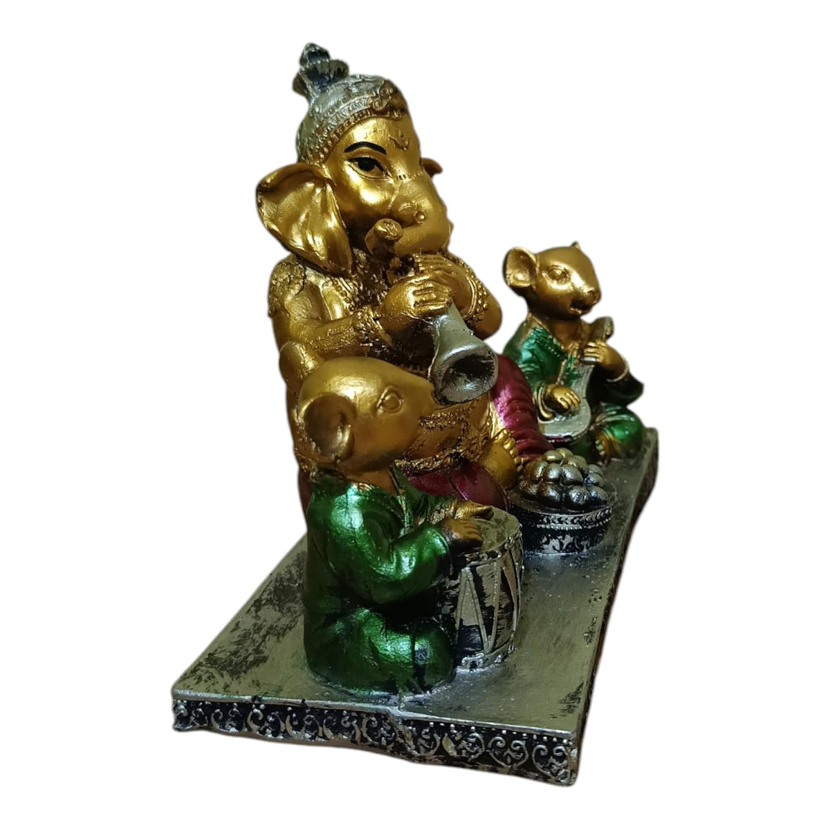 Ganesha Ganesh Ganpati Gajanan Statue Idol Murti Gift Item Decorative Showpiece Multicolor Polyresin Pack of 1 (B011)