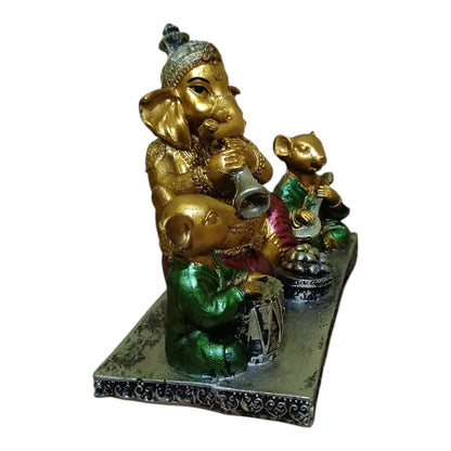 Ganesha Ganesh Ganpati Gajanan Statue Idol Murti Gift Item Decorative Showpiece Multicolor Polyresin Pack of 1 (B011)