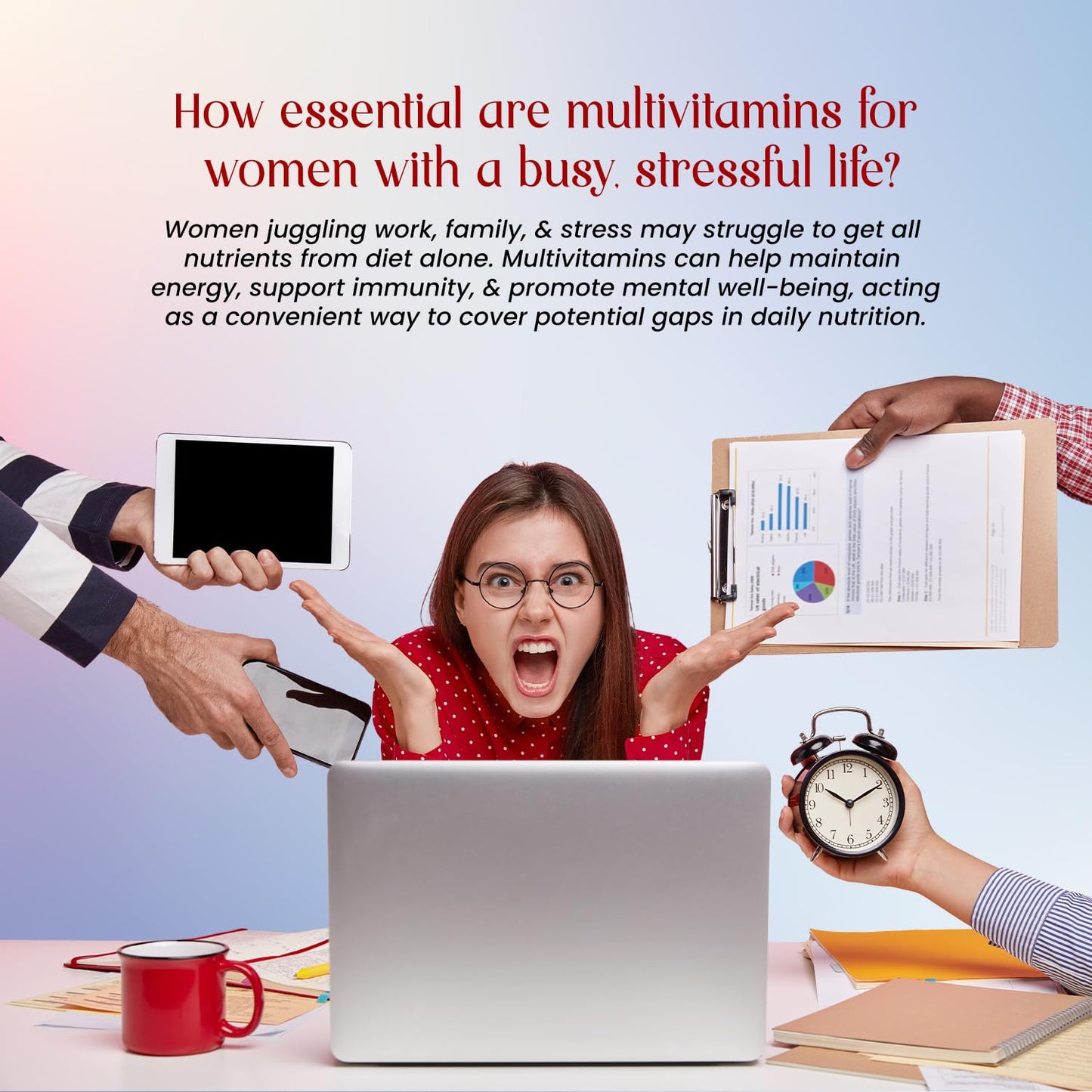 Herbal max Multivitamins Tablets for Men and Women with Zinc, Vitamin C, Vitamin D3, Multiminerals and Ginseng Extract, Enhances Energy, Stamina & Immunity - 60 Tablets