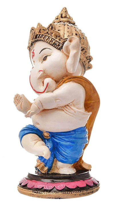 Handcrafted Resin Blessing Ganesh Idol Showpiece for Home Decor Office Table Temple Spiritual Gift Figurine Decorative Statue