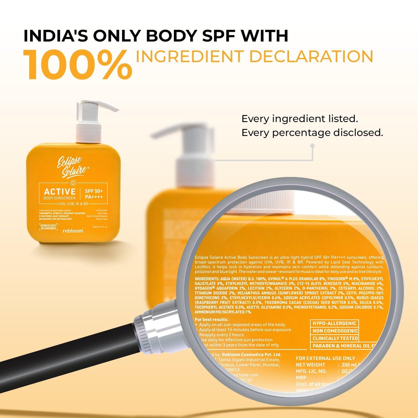Eclipse Solaire Active Body Sunscreen SPF 50+ PA++++ 200ml