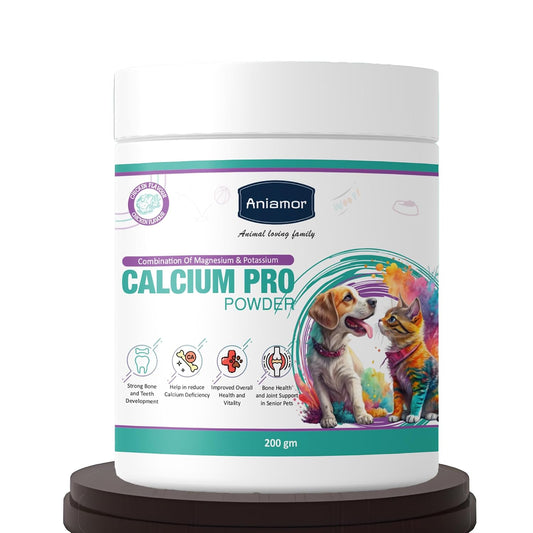 Aniamor Calcium Pro Powder for Dogs and Cats| Calcium for Dogs | Bone and Joint Powder| Dog Joint Supplement | Joint Support Supplement |All Life Stage|200gm Jar