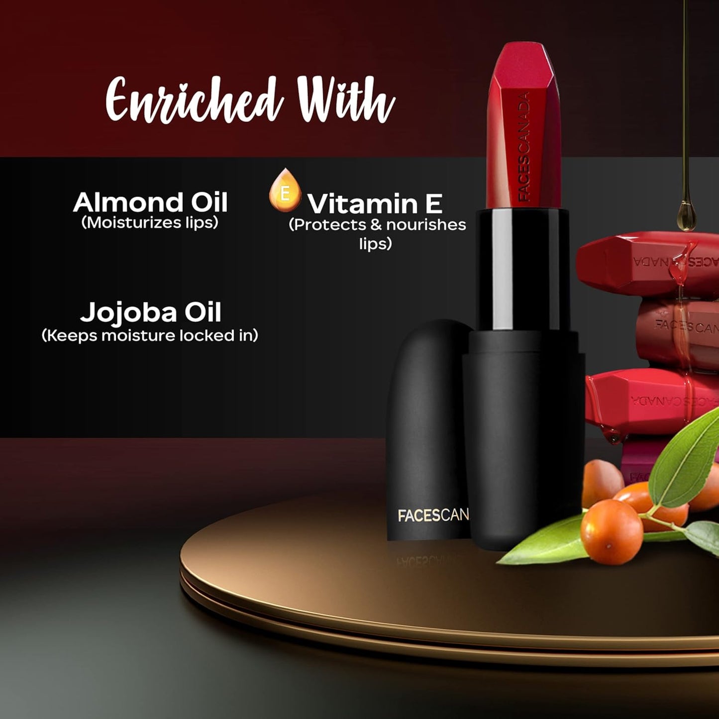 FACES CANADA Weightless Matte Lipstick - Royal Maroon 16 (Maroon), 4.5g | Highly Pigmented Lip Color | Smooth One Stroke Glide | Moisturizes & Hydrates Lips | Vitamin E, Jojoba & Almond Oil Enriched
