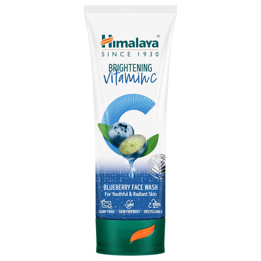 Himalaya Brightening Vitamin C Blueberry Face Wash tube on a white background