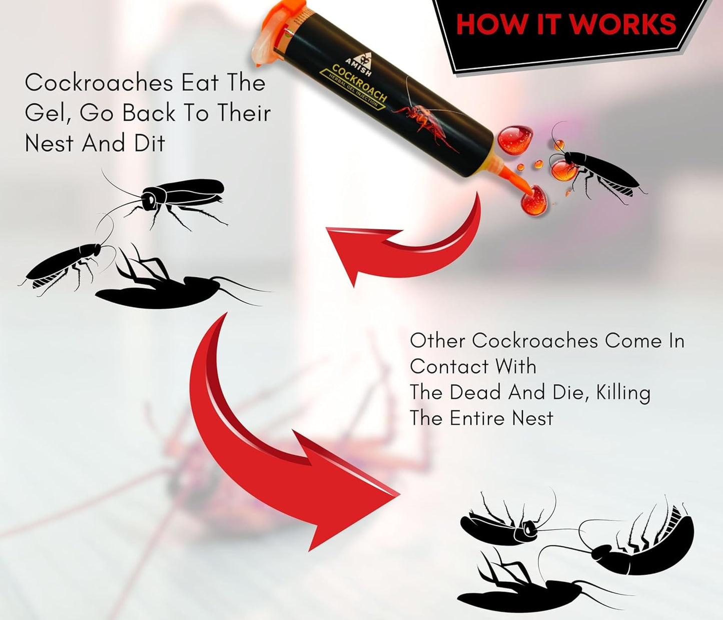 Amish C Herbal Cockroach Gel injection 30grm |10 Minutes Result Guaranty|Removes Entire Cockroach Infestation|Powerful Cockroach Repellent For Home|100% Organic Chemical Free