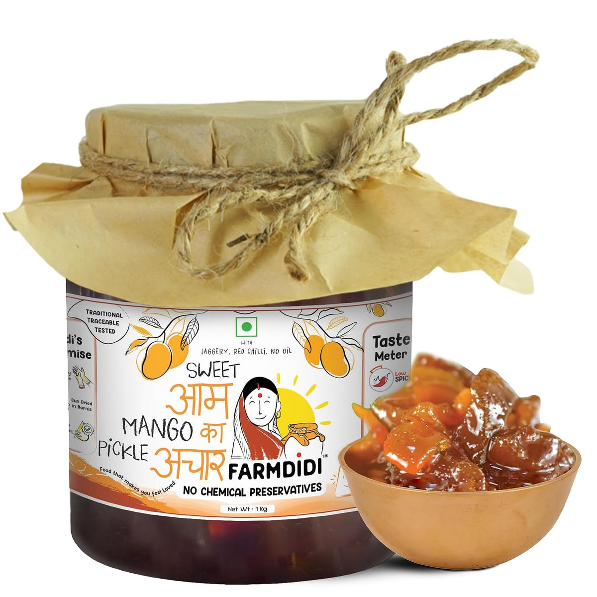 FarmDidi Sweet Mango Pickle with Jaggery  Homemade Aam ka Meetha Achar Oil-Free Traditional Indian Pickle Sweet Mango Achaar No Chemical Preservatives