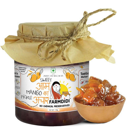 FarmDidi Sweet Mango Pickle with Jaggery  Homemade Aam ka Meetha Achar Oil-Free Traditional Indian Pickle Sweet Mango Achaar No Chemical Preservatives
