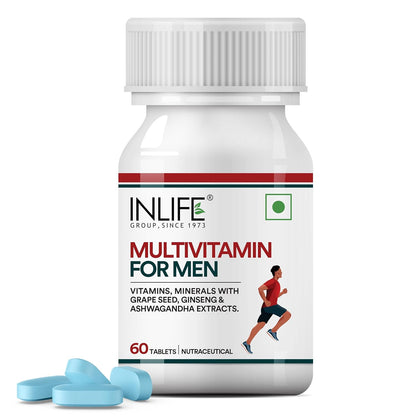 INLIFE Multivitamin Tablets for Men | Enriched with Zinc, Vitamin C, Vitamin D3, and Essential Minerals | Supports Energy, Stamina, and Immunity | Overall Health & Wellness - 60 Tablets
