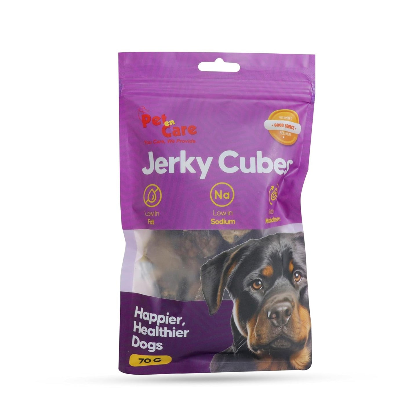Pet en Care Jerky Cubes (Buffalo Meat) Dog Treats (70g) | High Protein, Low Fat & Low Sodium | Healthy Training Treats for Dogs | Supports Digestion | Tasty Soft Chews for All Breeds