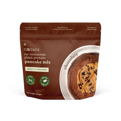 Cosmix No-Nonsense Protein Pancake | 8g Protein/Serving | Instant Breakfast with Supergrain Blend (Oats, Jowar, Kodo, Little Millet) | Pancake Mix | No Maida, No Refined Sugar | Chocolate - 450g