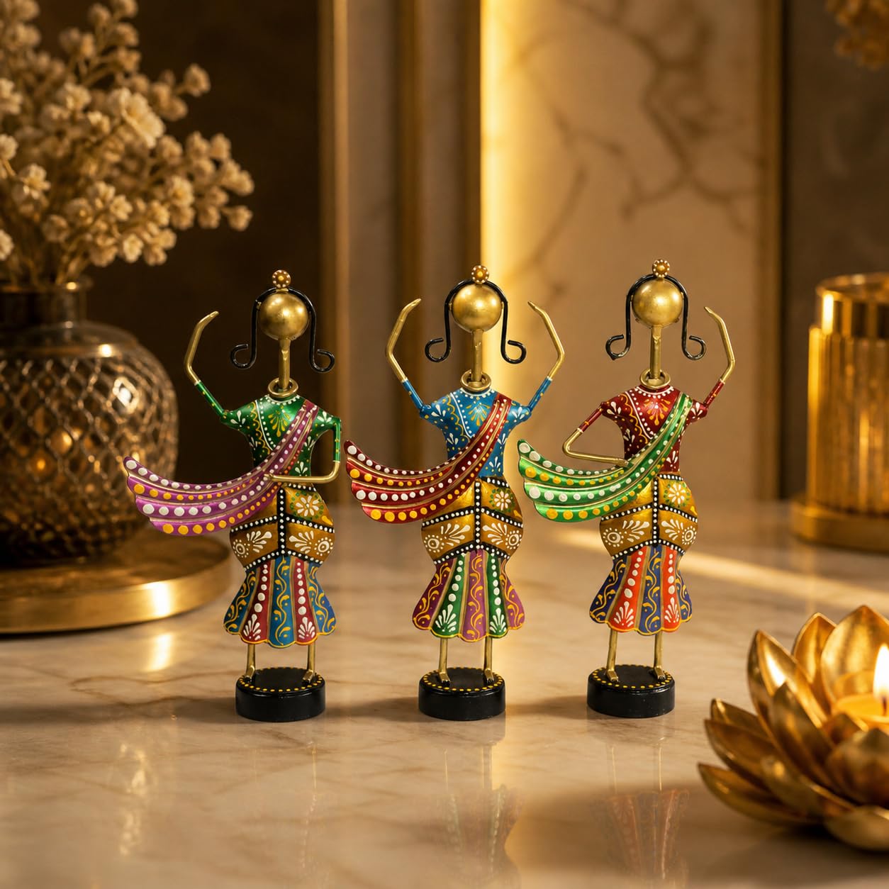 CraftVatika Home Decoration Items for Living Room, Rajasthani Dancing Lady Showpiece, Aesthetic Home Decor for Living Room Tabletop Wedding Anniversary Home House Warming Gifts Bew Home
