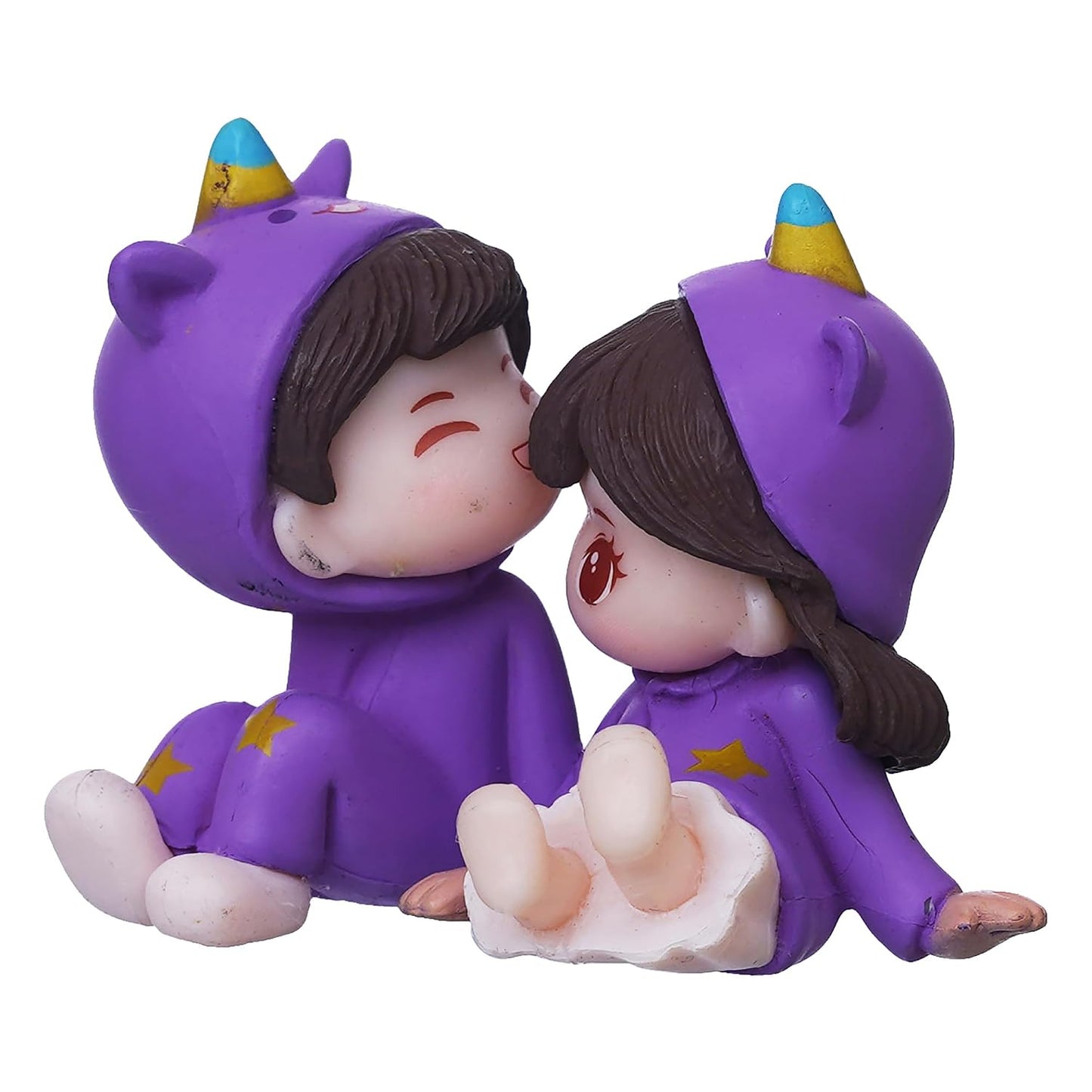 eCraftIndia Valentine Gift for Girlfriend Boyfriend Purple Miniature Romantic Couple Statue Boy Kissing Girl Forehead Showpiece Valentine Gift for Husband Wife Valentines Day Decoration Items
