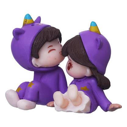 eCraftIndia Valentine Gift for Girlfriend Boyfriend Purple Miniature Romantic Couple Statue Boy Kissing Girl Forehead Showpiece Valentine Gift for Husband Wife Valentines Day Decoration Items