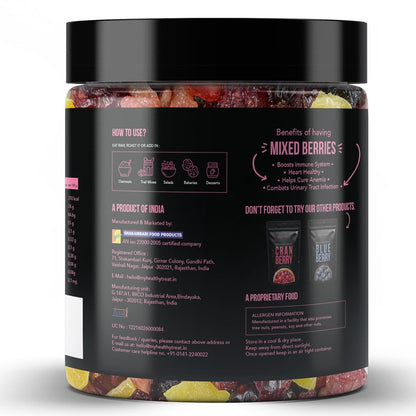 Moontreat Premium Mixed Berries, Unsalted, 360 gm (Dried Blueberry, Cranberry, Black Currant, Strawberry, Cherry, Mango, Raisin) | Dried Berries | Antioxidant Rich | Healthy Snack for Kids and Adults