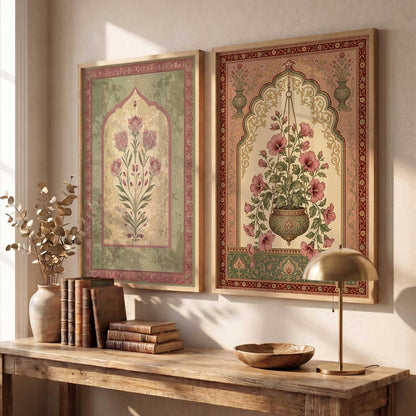 Indian Traditional Madhubani Art Wall Painting Home Decoration With Frame | For Living Room Bed Room Hotel Wall Decor | Digital Reprint | Engineered Wood Set of 2 (13X17 inch)