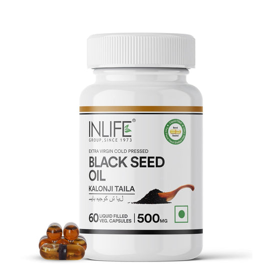 INLIFE Black Seed Oil, Extra Virgin Cold Pressed, 500 mg - 60 Vegetarian Capsule (Pack of 1)