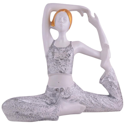 Resin Yoga Lady Home & Office Decor Fantasy Showpiece (Y500),White