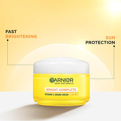 Garnier Skin Naturals Bright Complete Vitamin C Serum UV Cream, Vitamin C Day Cream for Sun Protection and Skin Brightening - Suitable For all Skin Types, 45g