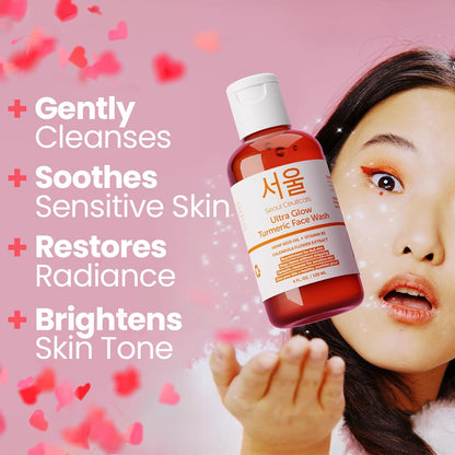 SeoulCeuticals Korean Face Wash Cleanser – 120ml Turmeric Face Wash with Hemp Seed Oil & Calendula – Hydrating Vegan Face Cleanser for Soft, Balanced Skin – K Beauty Skin Care for Dry & Sensitive Skin