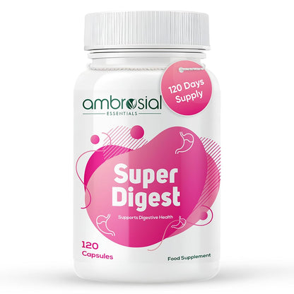 Ambrosial Super Digest supplement bottle on a white background